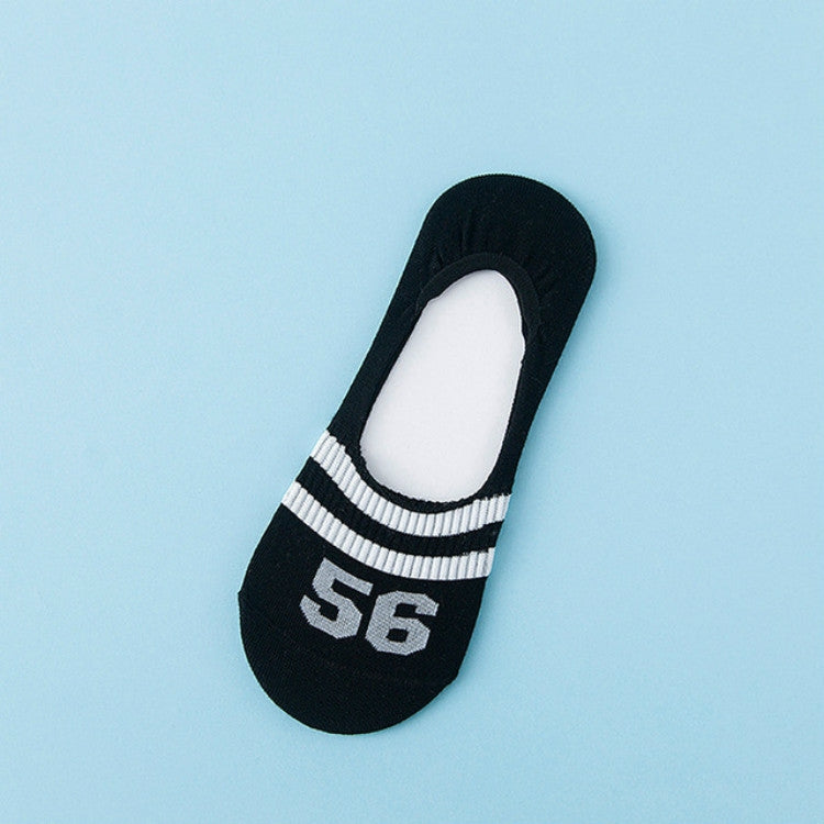 3 Pairs Simple Letter Silicone Shallow Mouth Invisible Sailboat Socks, Size:One Size