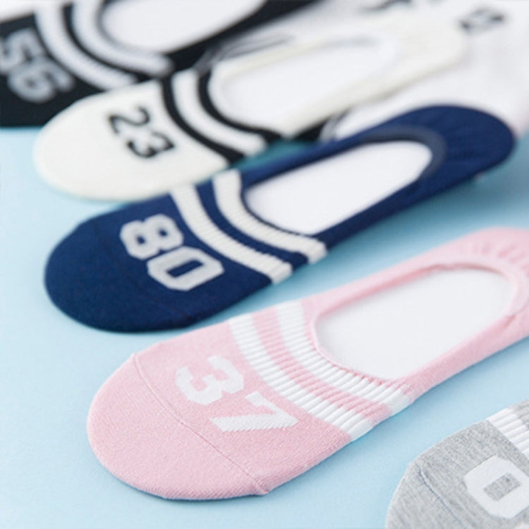 3 Pairs Simple Letter Silicone Shallow Mouth Invisible Sailboat Socks, Size:One Size