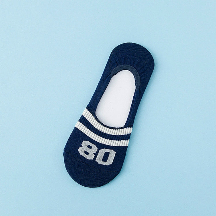 3 Pairs Simple Letter Silicone Shallow Mouth Invisible Sailboat Socks, Size:One Size