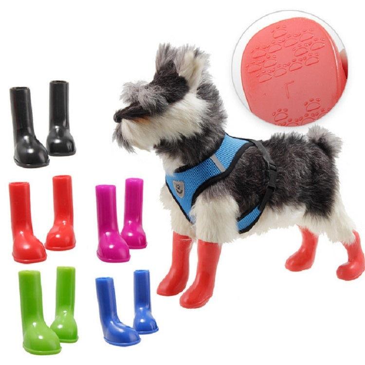 4 PCS/Set Pet Rain Boots Waterproof Non-slip Dog Shoes, Size:L