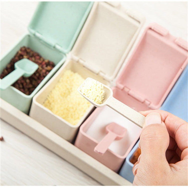 4 PCS Wheat Straw Plastic Seasoning Jar Set Kitchen Condiment Box Cruet Salt Pepper Shakers