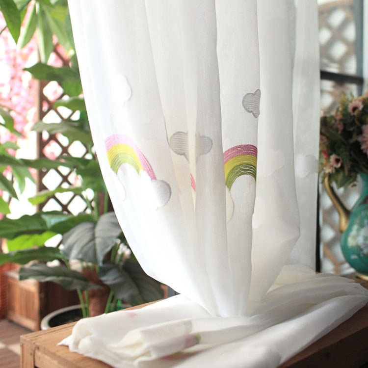 Rainbow Clouds Embroidered Tulle Children Curtains for Kids Bedroom Window Treatments Kitchen Curtains for Living Room, Size:3.5Mx2.7M / Piece Hook Type