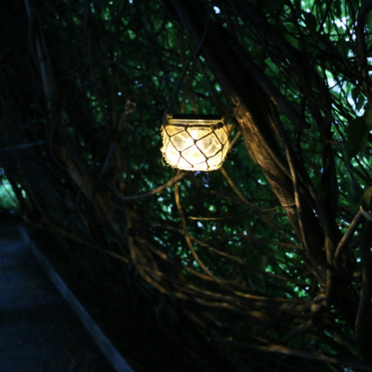 Outdoor Solar Hanging Light LED Hemp Glass Chandelier Solar Garden Light