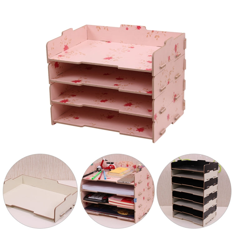 Wood Desk Book File Organizer Creative Document Holder Letter Tray 4 Layers Multi-layer Storage Box Rack for Office School Home