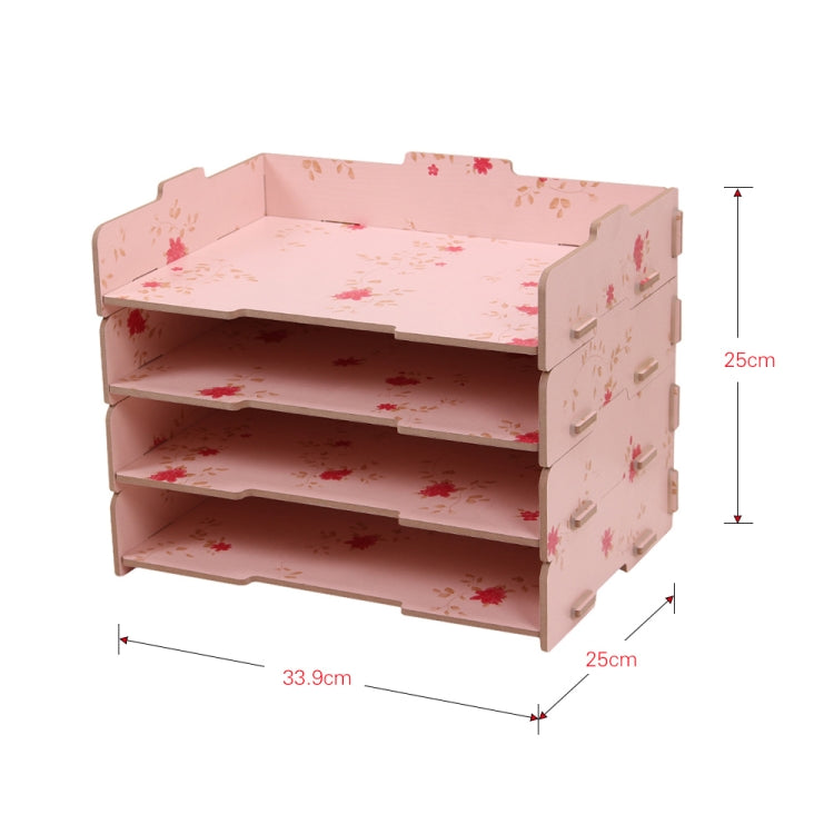 Wood Desk Book File Organizer Creative Document Holder Letter Tray 4 Layers Multi-layer Storage Box Rack for Office School Home
