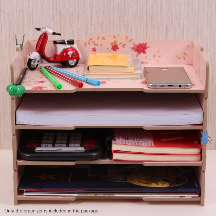Wood Desk Book File Organizer Creative Document Holder Letter Tray 4 Layers Multi-layer Storage Box Rack for Office School Home