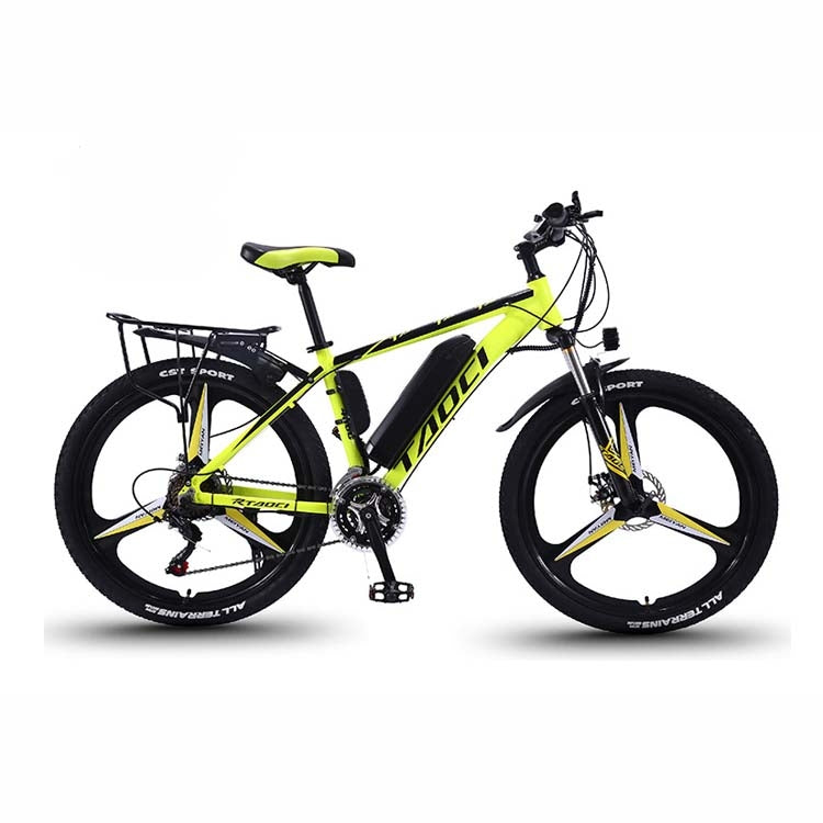 36V 8AH 350W 26 inch 27-speed Electric Bicycle Lithium Battery Powered Mountain Bike Off-road Variable Speed Vehicle with LCD Display, Style:Integrated Wheel(Black  Yellow)