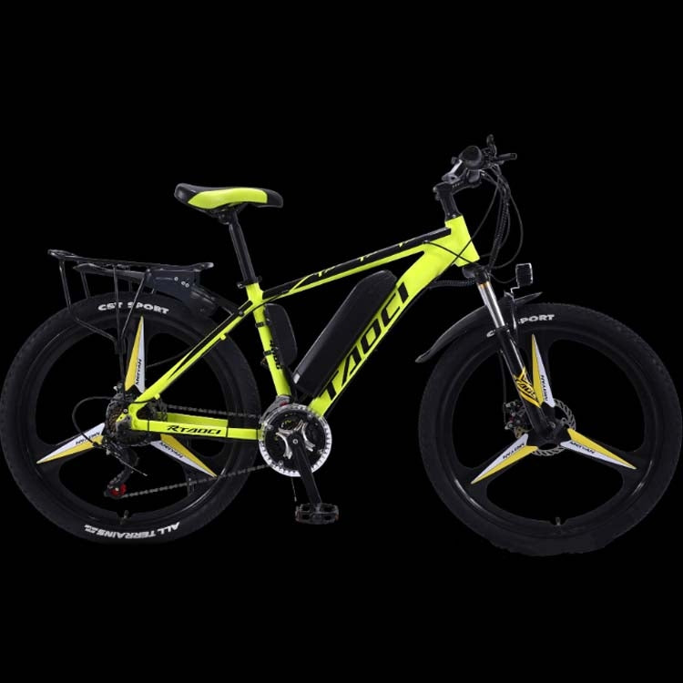 36V 8AH 350W 26 inch 27-speed Electric Bicycle Lithium Battery Powered Mountain Bike Off-road Variable Speed Vehicle with LCD Display, Style:Integrated Wheel(Black  Yellow)