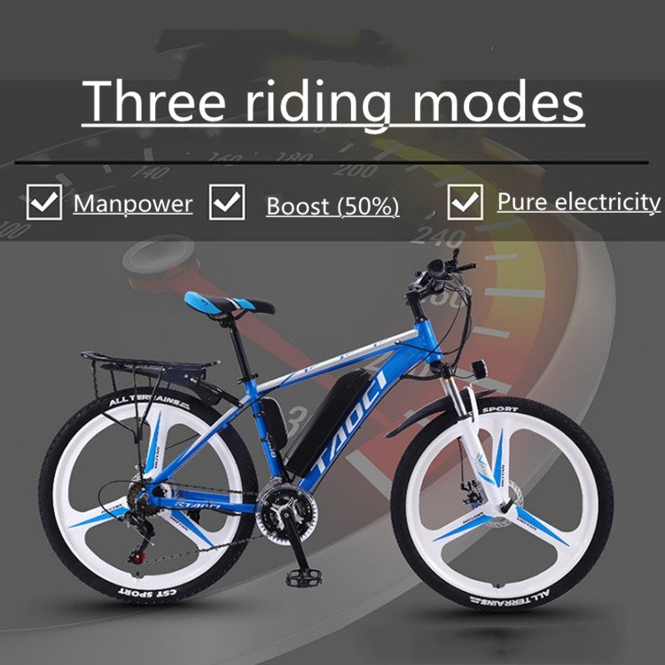 36V 10AH 350W 26 inch 27-speed Electric Bicycle Lithium Battery Powered Mountain Bike Off-road Variable Speed Vehicle with LCD Display, Style:Spoked Wheel(Black Red)