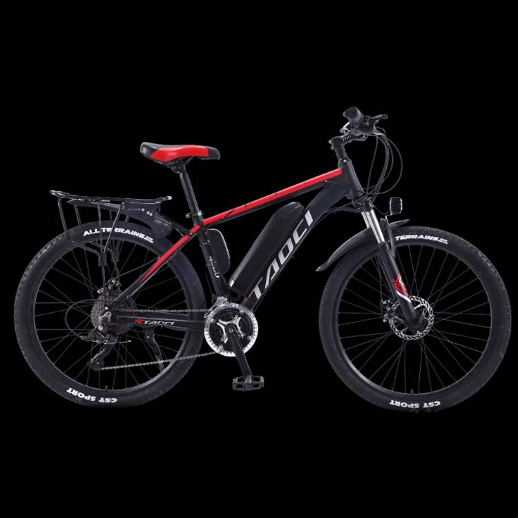 36V 13AH 350W 26 inch 27-speed Electric Bicycle Lithium Battery Powered Mountain Bike Off-road Variable Speed Vehicle with LCD Display, Style:Spoked Wheel(Black Red)