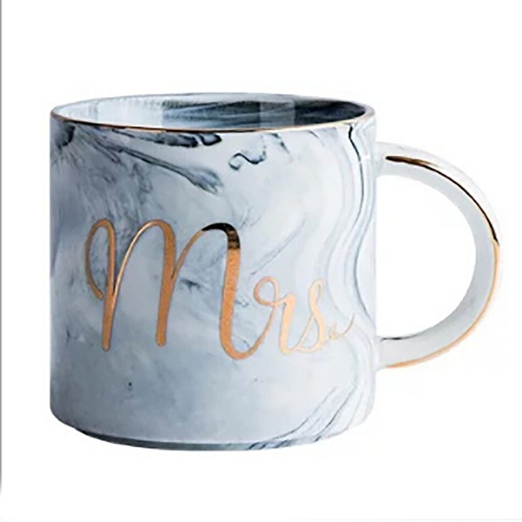 Marble Letter Ceramic Home Couple Coffee Cup, Style:Miss Grey