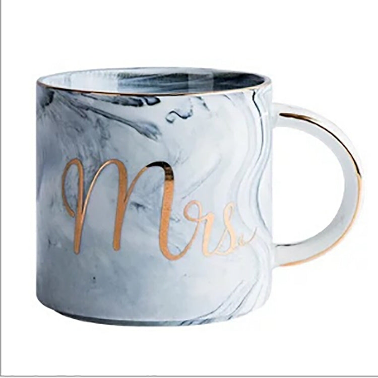 Marble Letter Ceramic Home Couple Coffee Cup, Style:Miss Grey