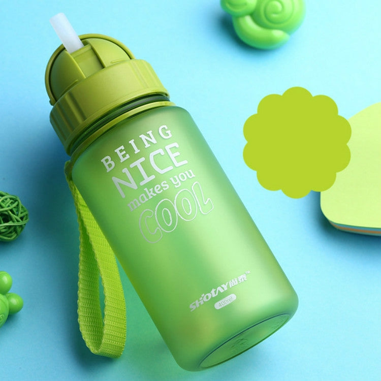 400ml Baby Bottle Portable Rope Spill Proof Children Cup Plastic Bottle For Kids Drinking Water with Straw