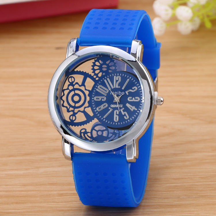 Hollow Gear Dial Silicone Belt Quartz Watch