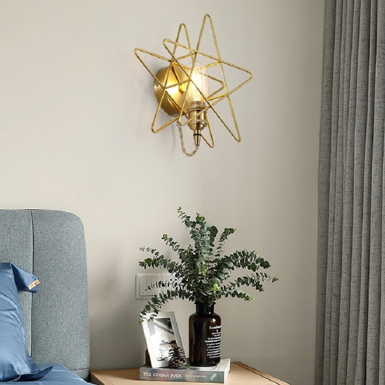 Copper Five-pointed Star Aisle Staircase Corridor Bedroom Bedside Wall Lamp Background Wall Decoration Light