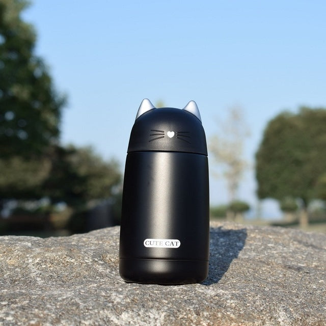 Portable Cute Cat Vacuum Stainless Steel Leak-proof Thermos Coffee Cup  Gift