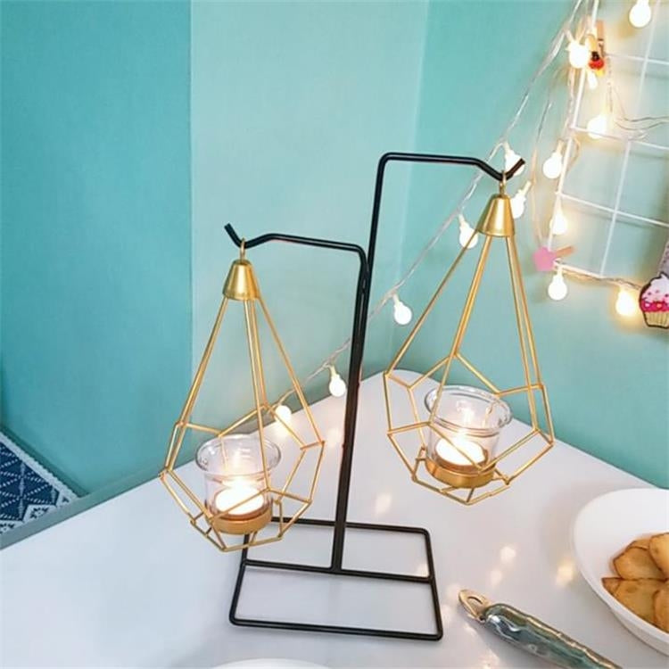 Minimalist Wrought Iron Scented Candle Holder Romantic Candlelight Dinner Home Wedding Props Ornaments, Style:XY2005