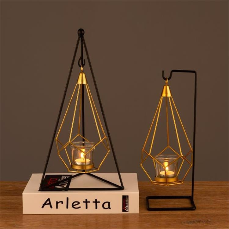Minimalist Wrought Iron Scented Candle Holder Romantic Candlelight Dinner Home Wedding Props Ornaments, Style:XY2015