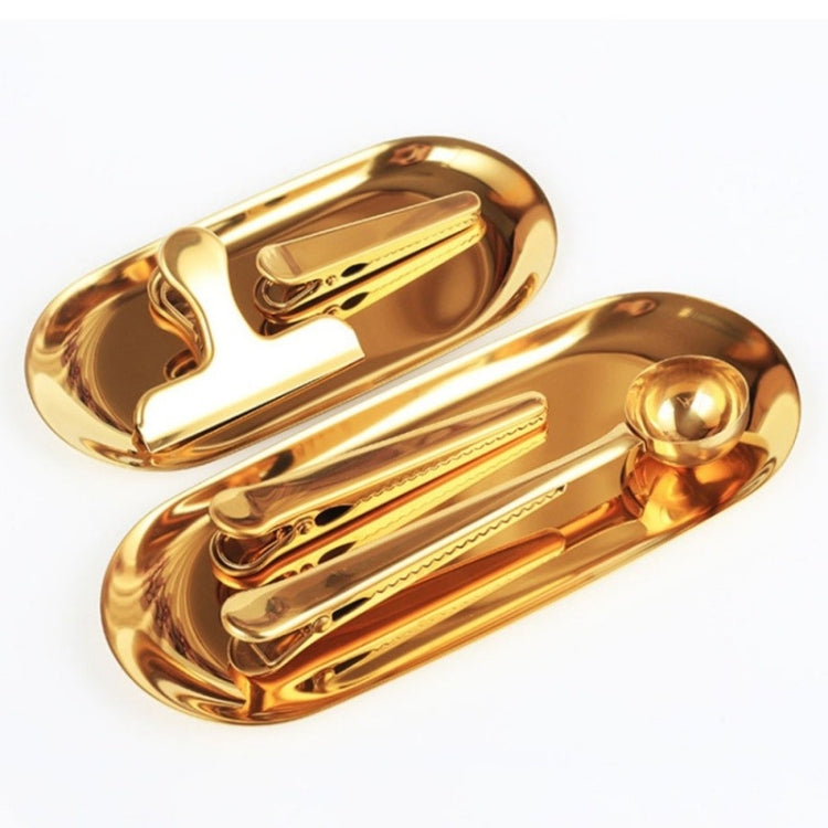 Home Decoration Stainless Steel Tray Jewelry Plate, Size:S(Gold)