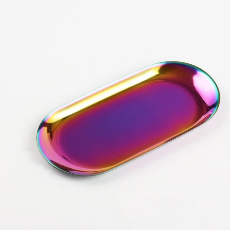 Home Decoration Stainless Steel Tray Jewelry Plate, Size:L(Rainbow)
