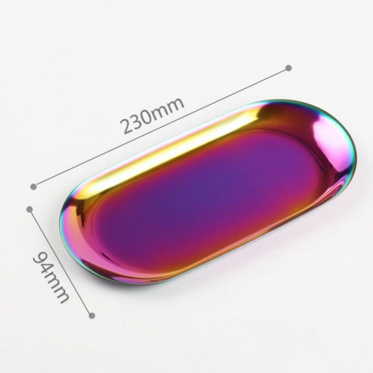 Home Decoration Stainless Steel Tray Jewelry Plate, Size:L(Rainbow)