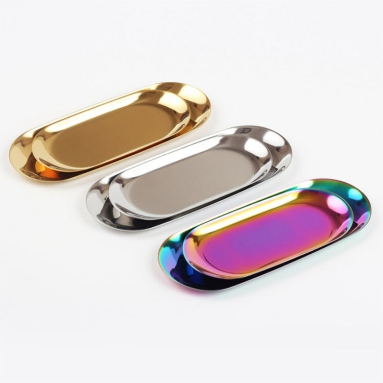 Home Decoration Stainless Steel Tray Jewelry Plate, Size:L(Rainbow)