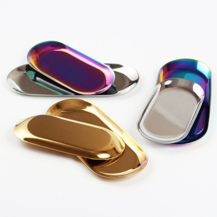 Home Decoration Stainless Steel Tray Jewelry Plate, Size:L(Rainbow)