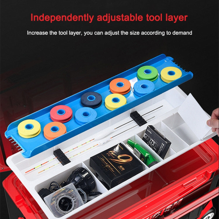 Multifunctional Four-foot Lifting Fishing Box with Pulley, Style:Ordinary, Capacity:40L(Red Black)