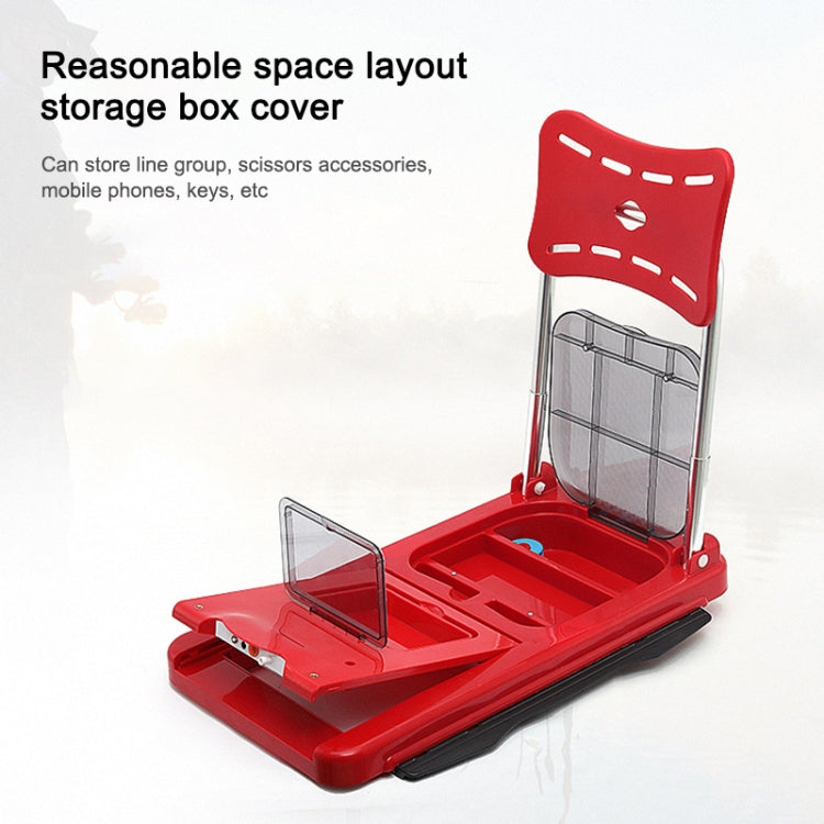 Multifunctional Four-foot Lifting Fishing Box with Pulley, Style:Standard, Capacity:40L(Red Black)