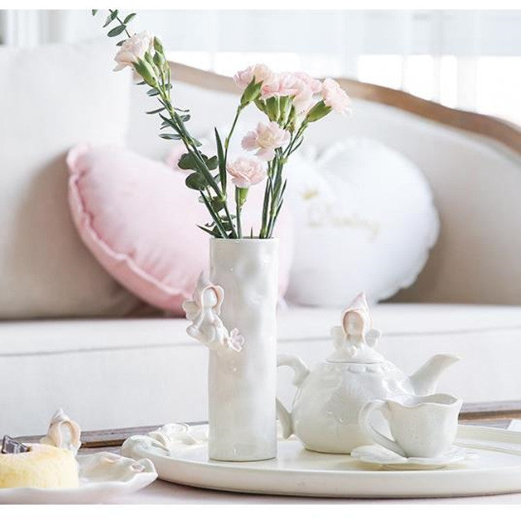 Ceramic Flowers Vass Home Wedding Decoration, Style:AnnaLittle Pink Cap A