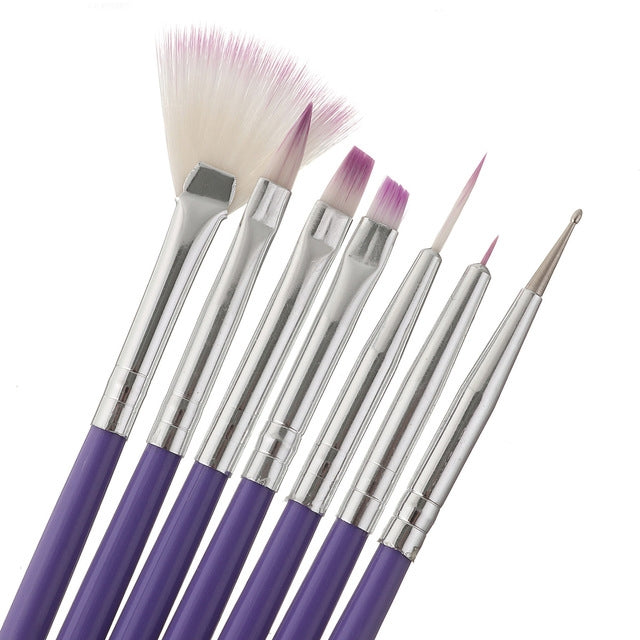 3 PCS Purple Pen Nail Manicure Brush Set Pen Painting Pen Row Pen Painting Pen Point Drill
