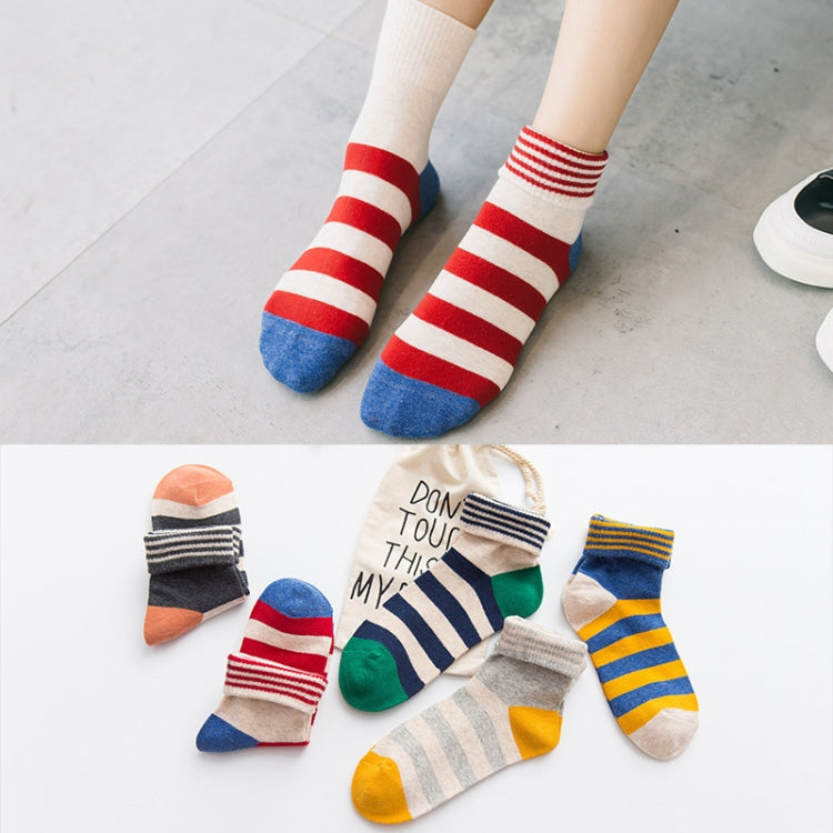 Candy Colors Striped Cotton Casual Female Socks Tube Socks, Size:One Size