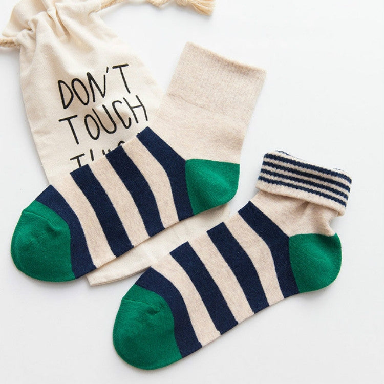 Candy Colors Striped Cotton Casual Female Socks Tube Socks, Size:One Size