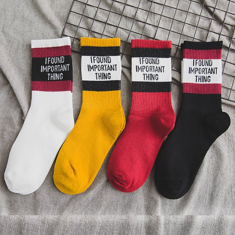 Striped Letter Autumn Girl Casual Breathable Long Socks, Size:One Size