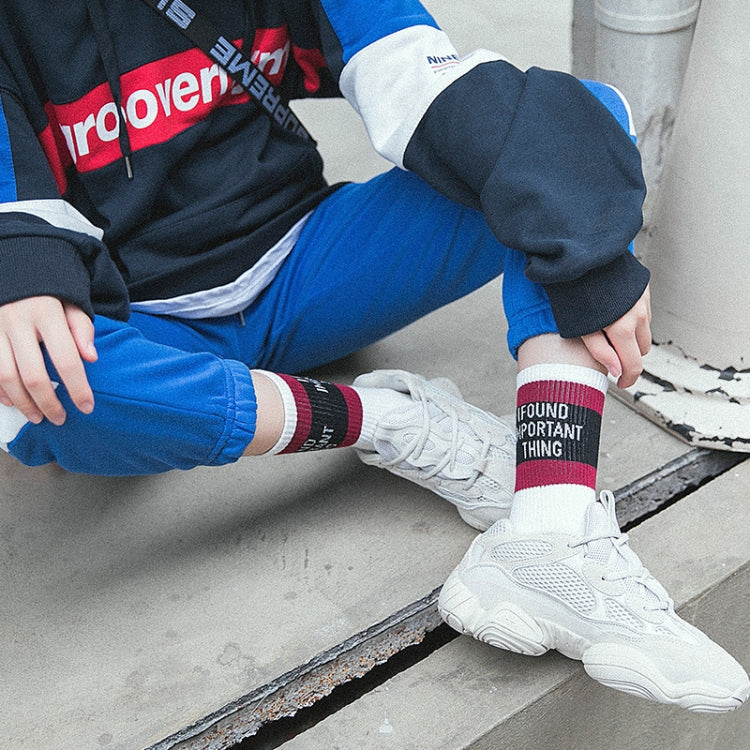 Striped Letter Autumn Girl Casual Breathable Long Socks, Size:One Size