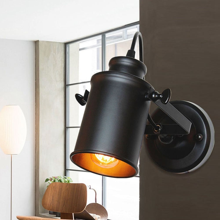 Retro Wrought Iron Spotlights Aisle Showroom Bedroom Bedside Personality Wall Lamp with 7W Warm White COB Spotlight