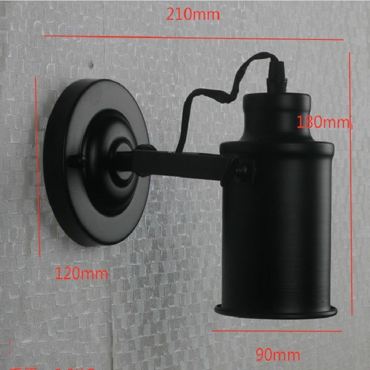 Retro Wrought Iron Spotlights Aisle Showroom Bedroom Bedside Personality Wall Lamp with 7W Warm White COB Spotlight