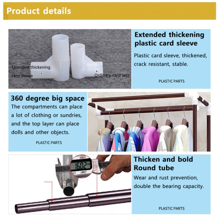 Standing Coat Rack Stainless steel Assembly Clothes rack Bedroom Furniture Shelf Hanging storage