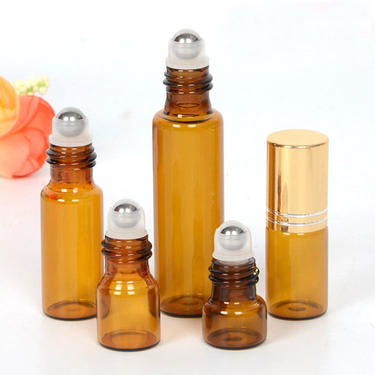 5 PCS /Pack 1ml 2ml 3ml 5ml 10ml Amber Thin Glass Roll on Bottle Sample Test Essential Oil Vials