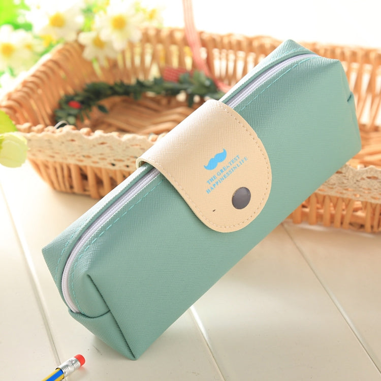 PU Leather Moustache Pattern School Pencil Bag School Supplies Storage Bag