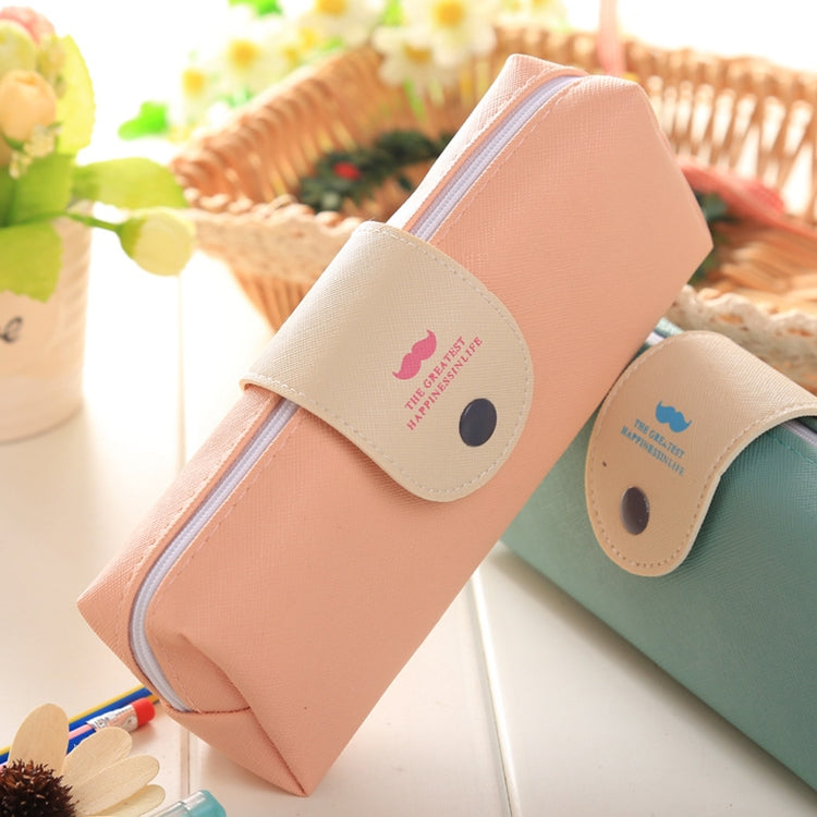 PU Leather Moustache Pattern School Pencil Bag School Supplies Storage Bag