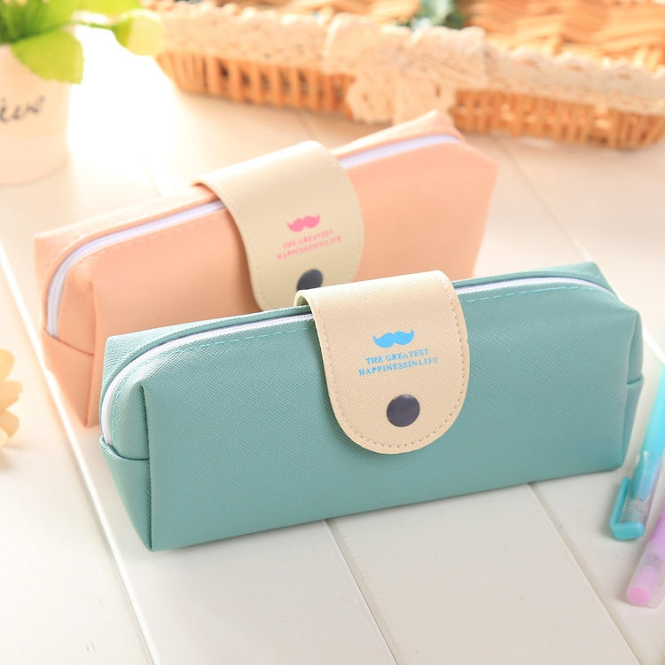 PU Leather Moustache Pattern School Pencil Bag School Supplies Storage Bag