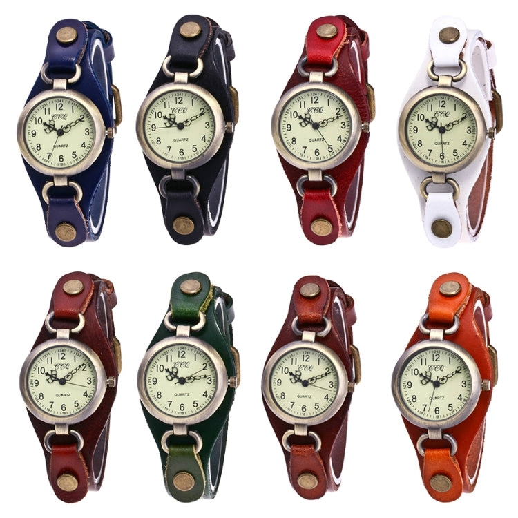 Leather Retro Bronze Small Dial Quartz Watch for Women