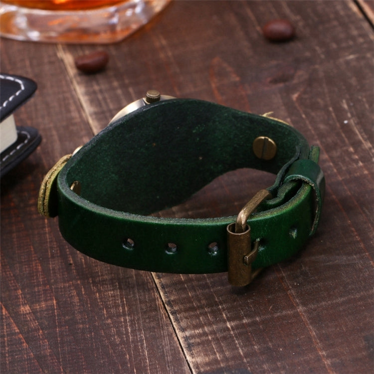 Leather Retro Bronze Small Dial Quartz Watch for Women