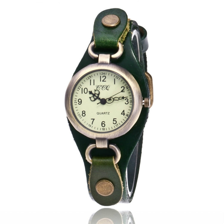 Leather Retro Bronze Small Dial Quartz Watch for Women