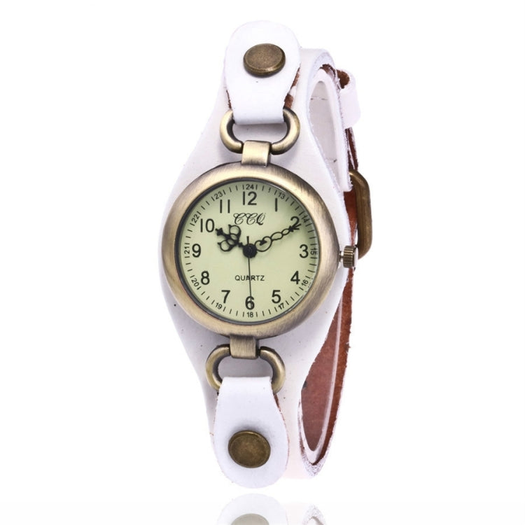 Leather Retro Bronze Small Dial Quartz Watch for Women