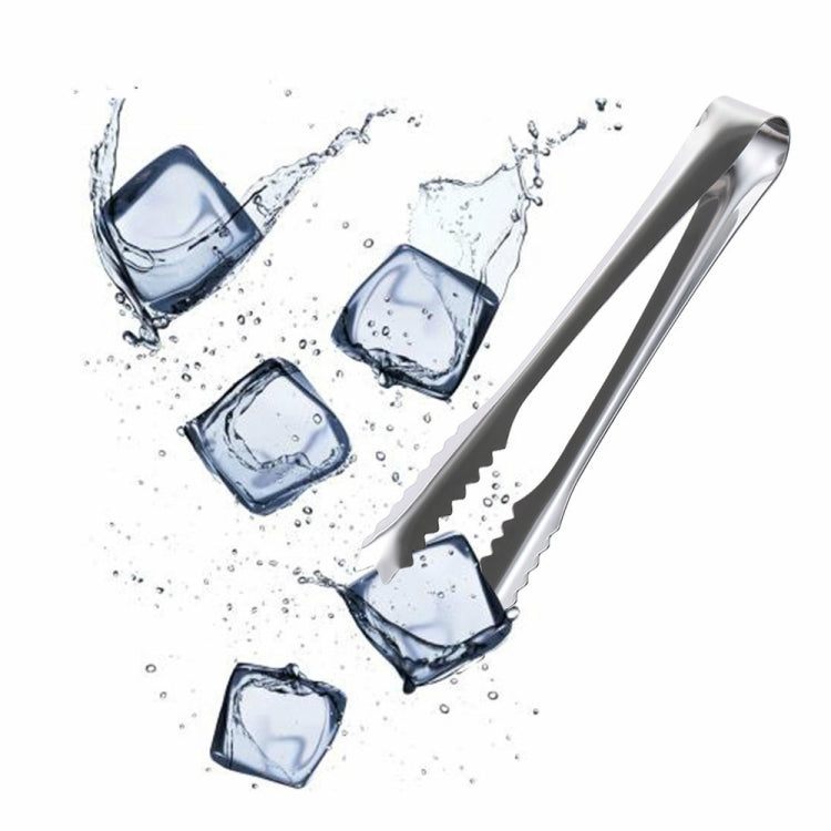 2 PCS Stainless Steel Light Body Small Sugar Clip Cube Sugar Clip Thickened Ice Clip, Specification:7 Inches Black Handle