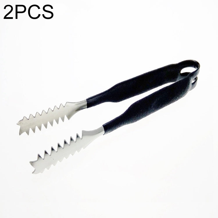 2 PCS Stainless Steel Light Body Small Sugar Clip Cube Sugar Clip Thickened Ice Clip, Specification:8 Inches Black Handle