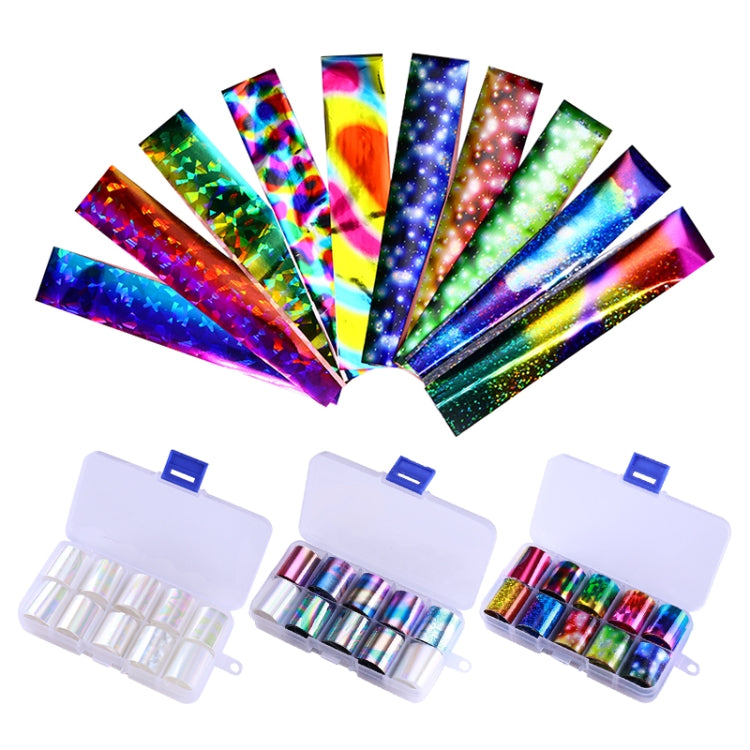 10 PCS DIY Holographic Nail Foil Set Transparent Nail Art Transfer Sticker, Random Delivery