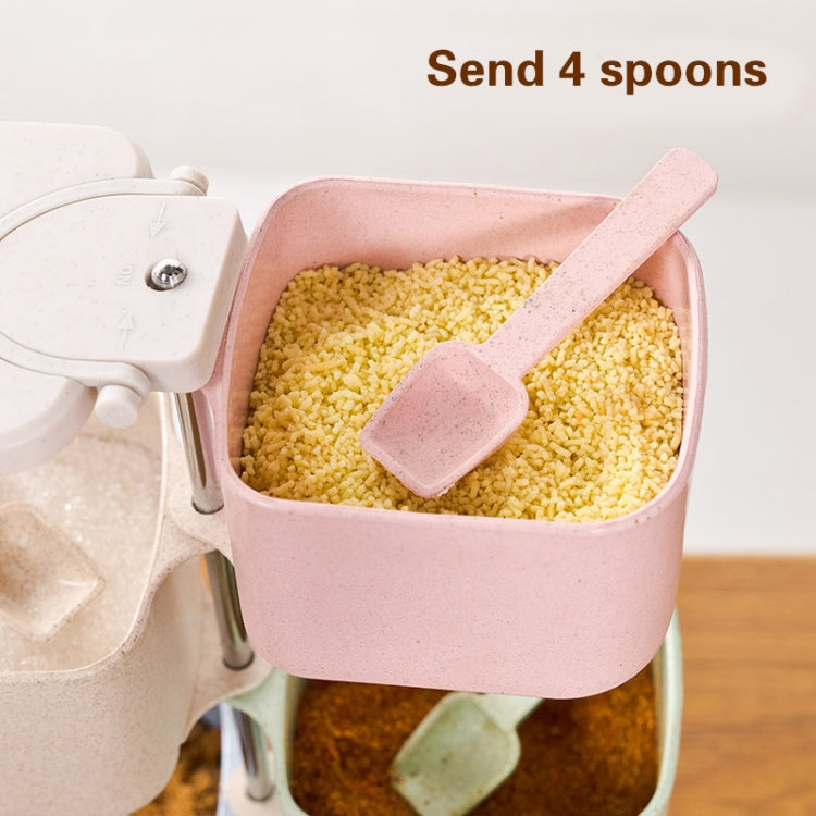 Wheat Straw Jar Seasonings Containers Flavor Condiments Storage Box Kitchen Accessories Storage Box with Holder Rack